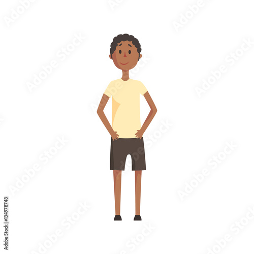 Skinny Teenage Black Boy Smiling,Part Of Family Members Series Of Cartoon Characters