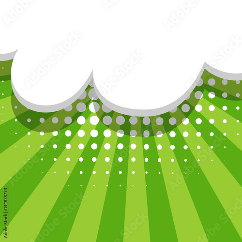 Blank balloon template. Dot background style pop art. Clear green speech bubbles halftone. Comic text talk dialog empty cloud. Creative idea conversation sketch drawing box