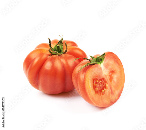 Ripe red beef tomato isolated