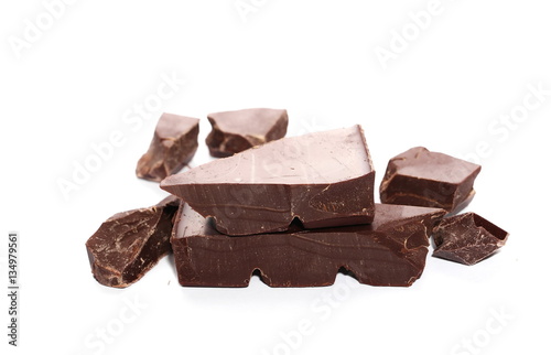 chocolate bars and chopped isolated on white