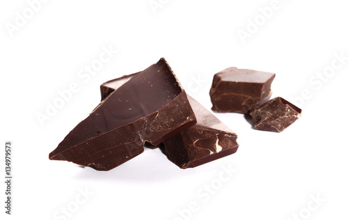 chocolate bars and chopped isolated on white