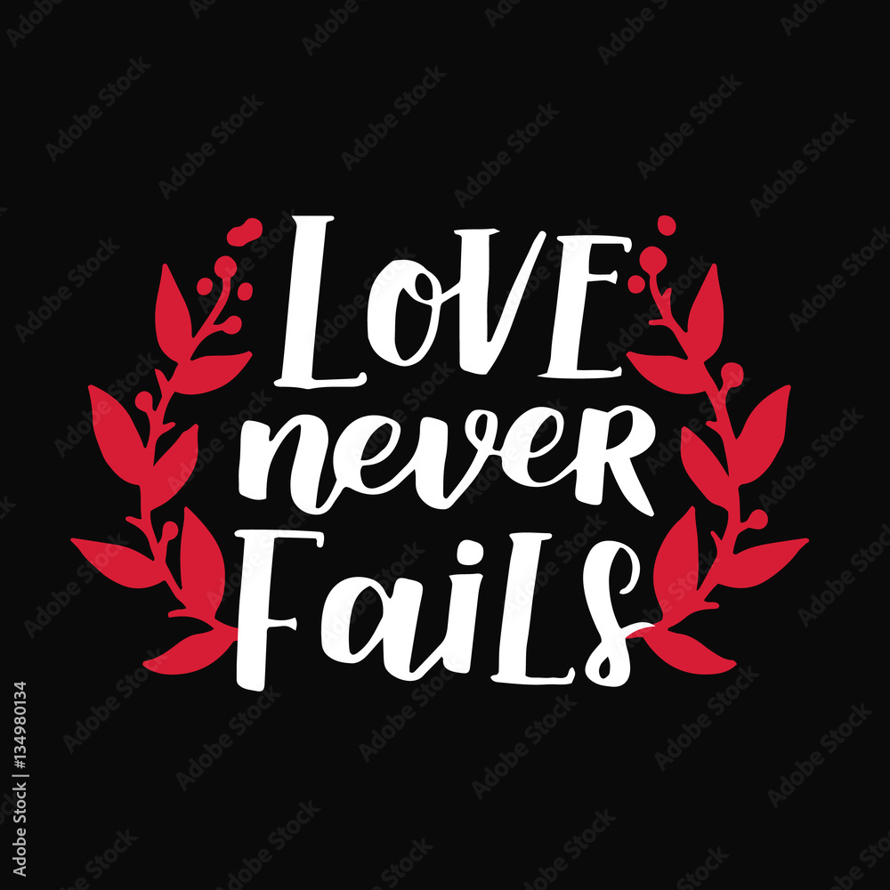 Obraz premium handwritten lettering quote about love to valentines day design or wedding invitation, home decor and other, calligraphy vector illustration. white and red brush ink on black isolated background.