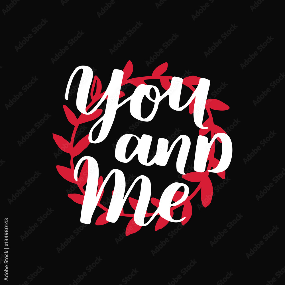 Obraz premium handwritten lettering quote about love to valentines day design or wedding invitation, home decor and other, calligraphy vector illustration. white and red brush ink on black isolated background.