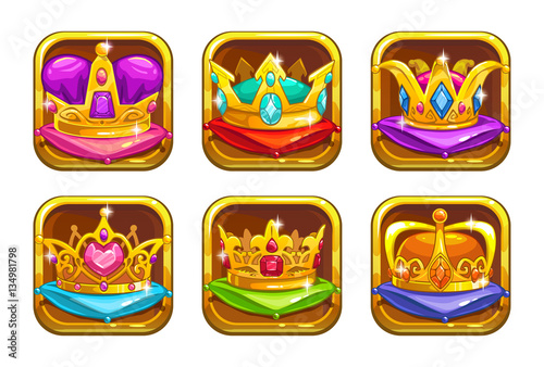 Cool game icons with golden rare crowns