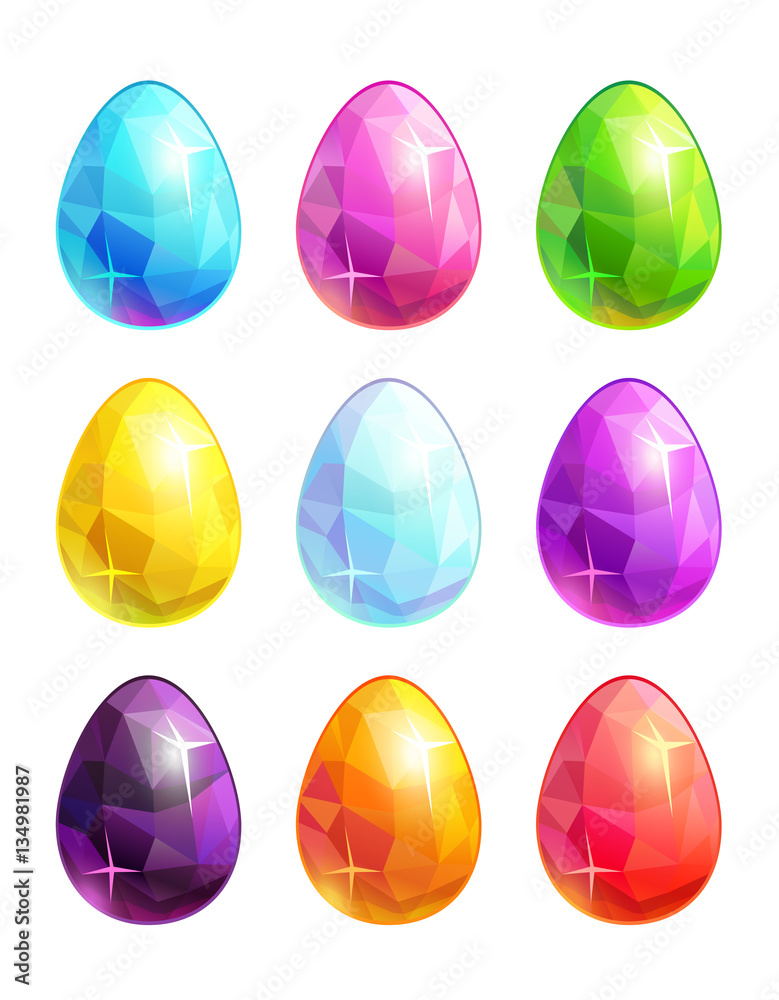 Colorful crystal eggs set. Colorful crystal eggs set.