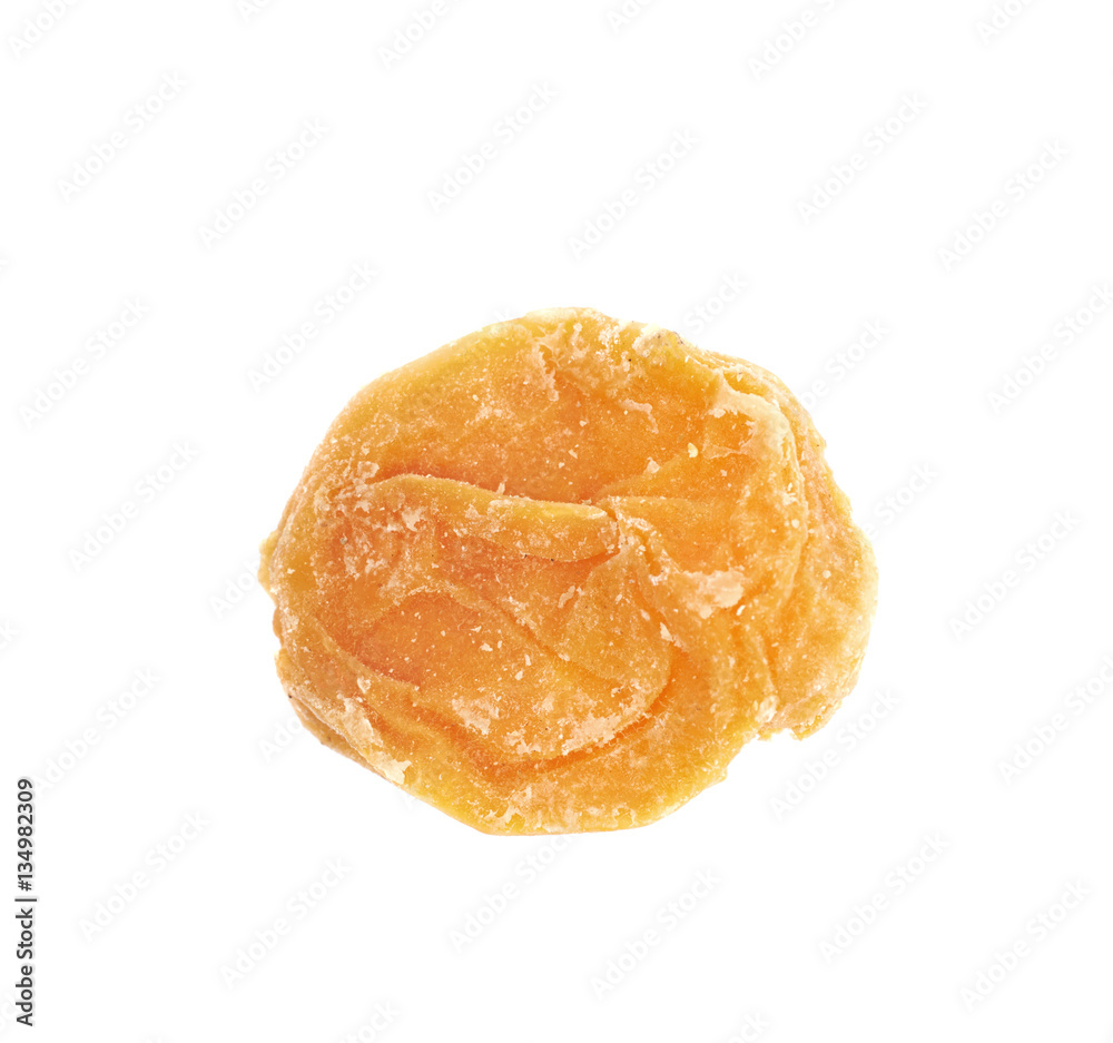 Single dried apricot isolated