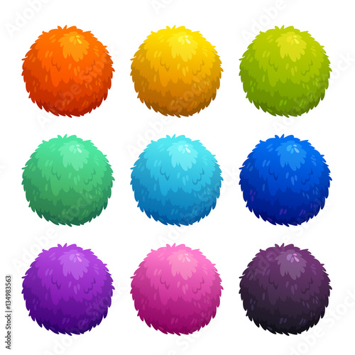 Colorful cartoon furry balls.