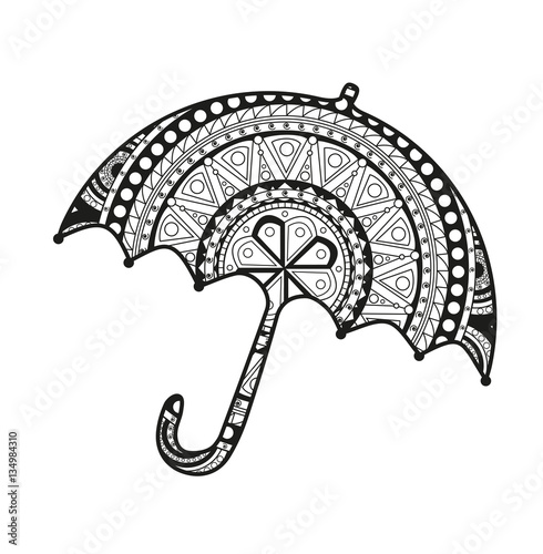 Vector illustration of an umbrella mandala for coloring book, ombrello mandala vettoriale da colorare photo