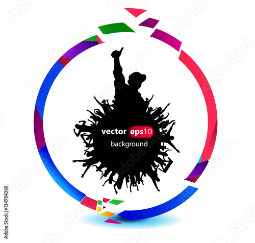 Poster with cheering people