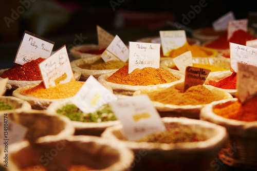 Various spices on farmer market