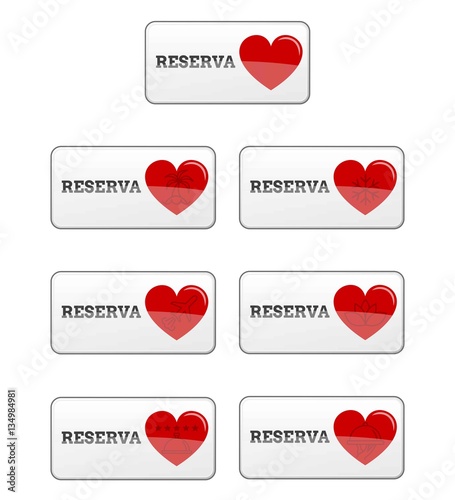 Botónes vectoriales reserva san valentín iconos web