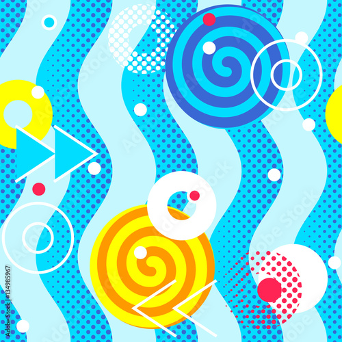 Abstract seamless pattern. Pixelated geometric waves motif backg