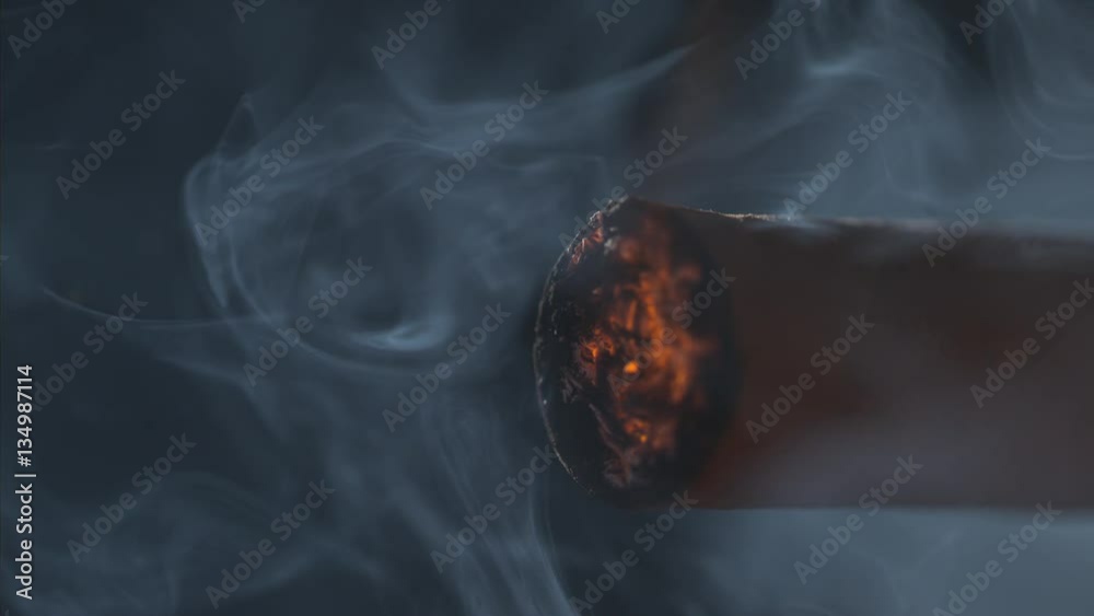 Cigar Lighting and Smoking Macro Slow Motion