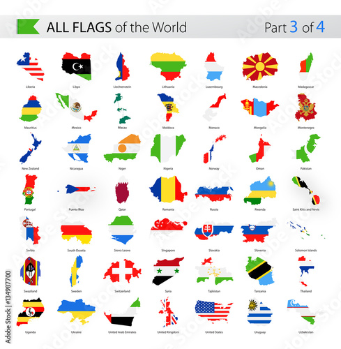 All World Country Contour Vector Flags - Collection