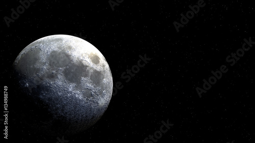 Full moon globe from space with sunlight