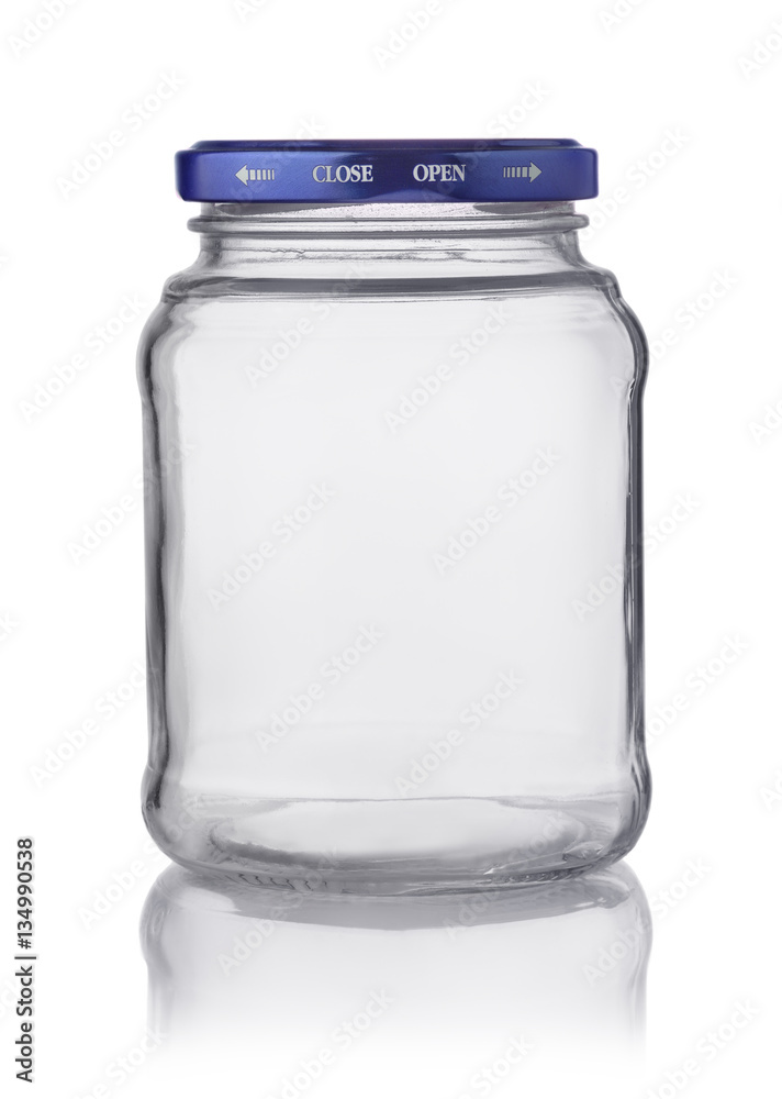 Empty glass transparent jar with cap Empty glass transparent jar with cap