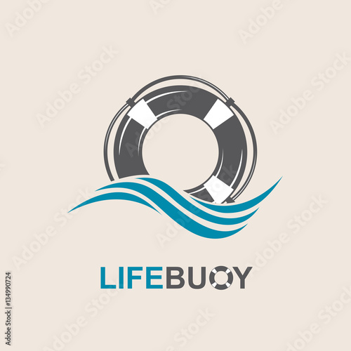 lifebuoy design element with sea waves