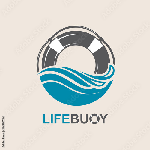 lifebuoy design element with sea waves