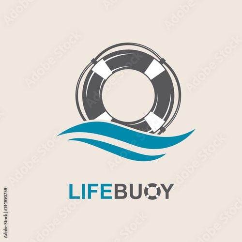 lifebuoy design element with sea waves