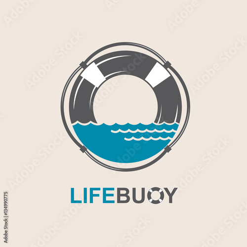 lifebuoy design element with sea waves