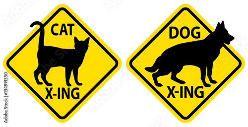 Cat and Dog Crossing Signs