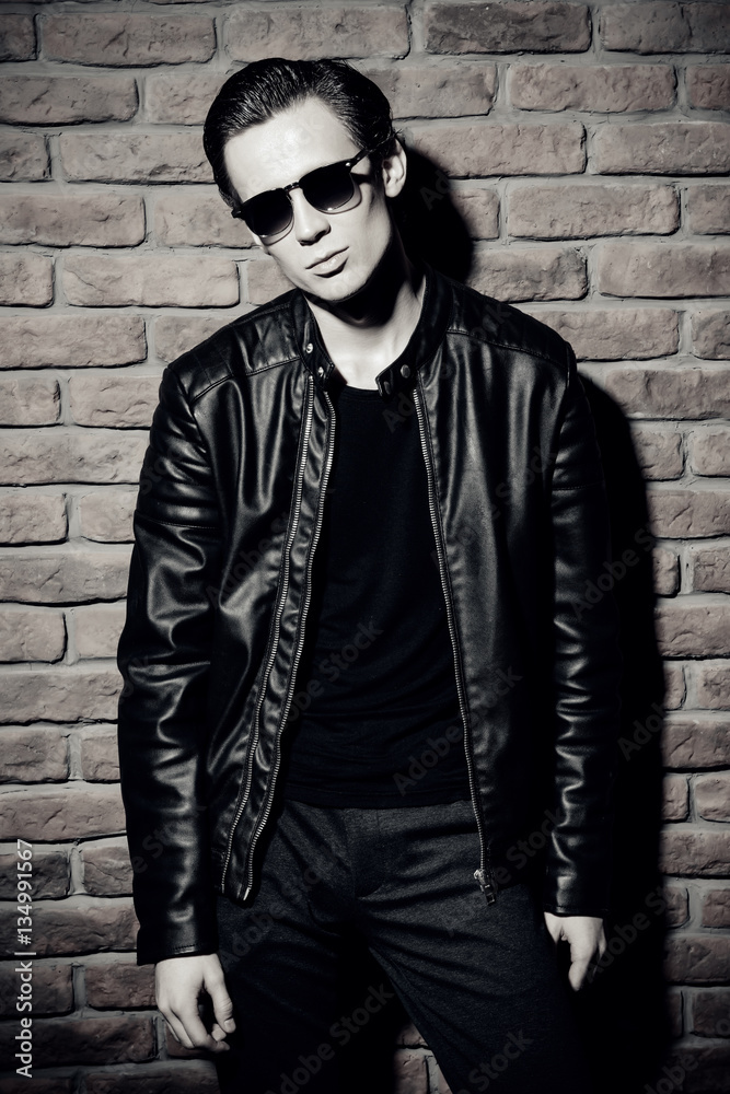 Obraz premium guy in leather jacket