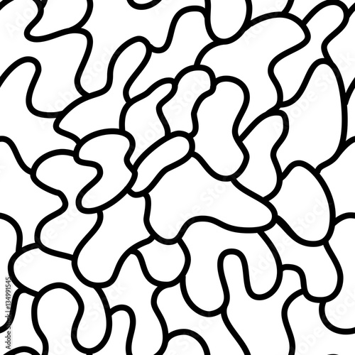 Trendy memphis style seamless pattern inspired by 80s, 90s retro fashion design. Black and white hipster backdrop. Abstract doodle illustration from eighties.