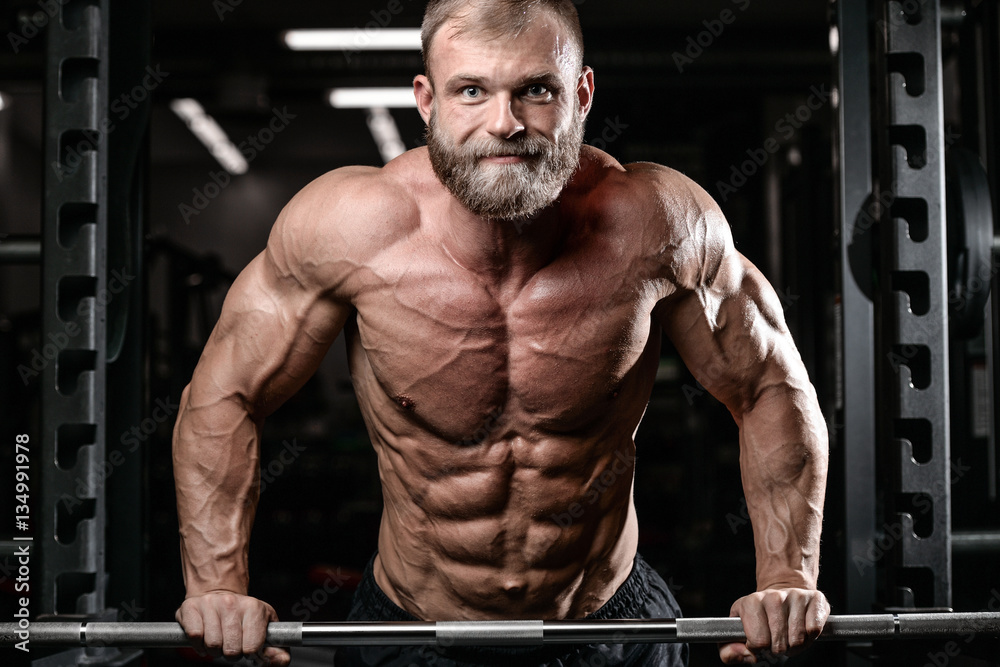 brutal muscular man with beard unshaven fitness model healthcare brutal muscular man with beard unshaven fitness model healthcare