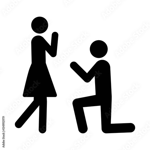 Man on his knees for a marriage proposal engagement flat vector icon for wedding apps and websites