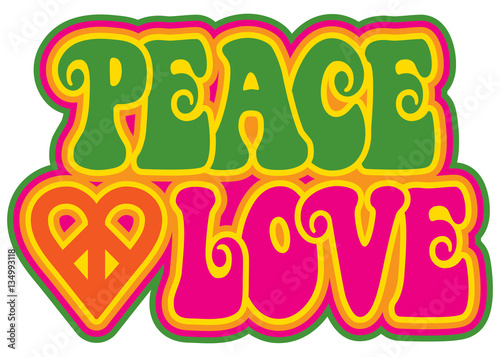 Peace and Love in Green and Pink