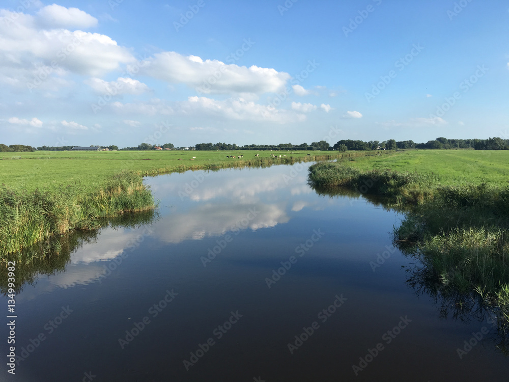 Lake with reflection in Friesland