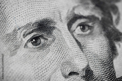 Andrew Jackson $20 eye close up photo