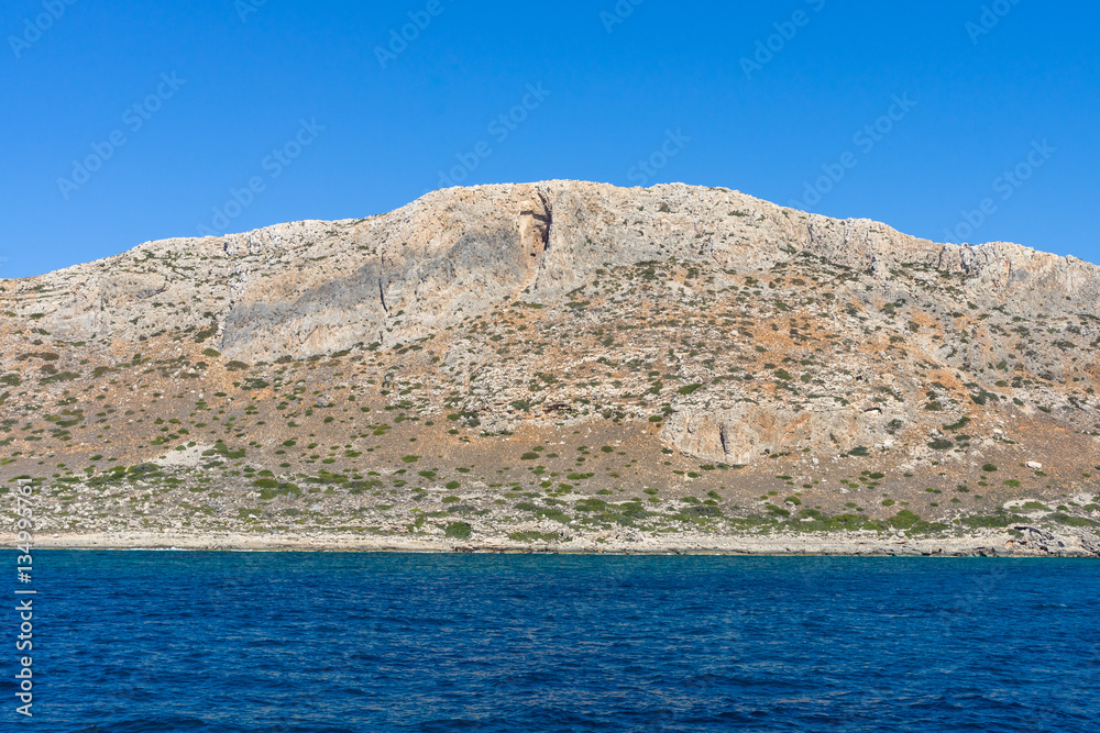 Seascape. View from the sea on the west coast of Crete. Greece.