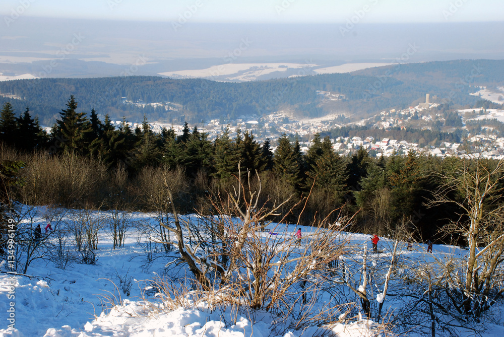 Ausblick vom großen Feldberg auf Burg Reifenberg