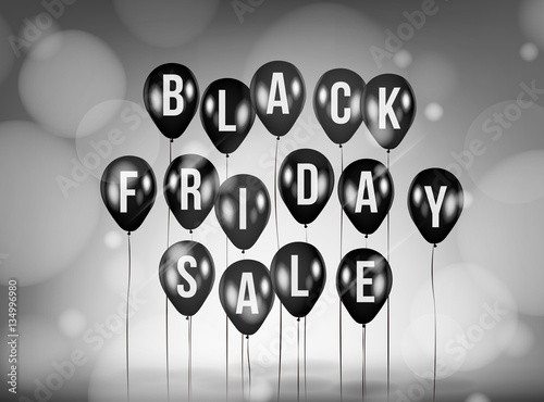 Black Friday Sale lettering Poster with Shiny Balloons with Squa