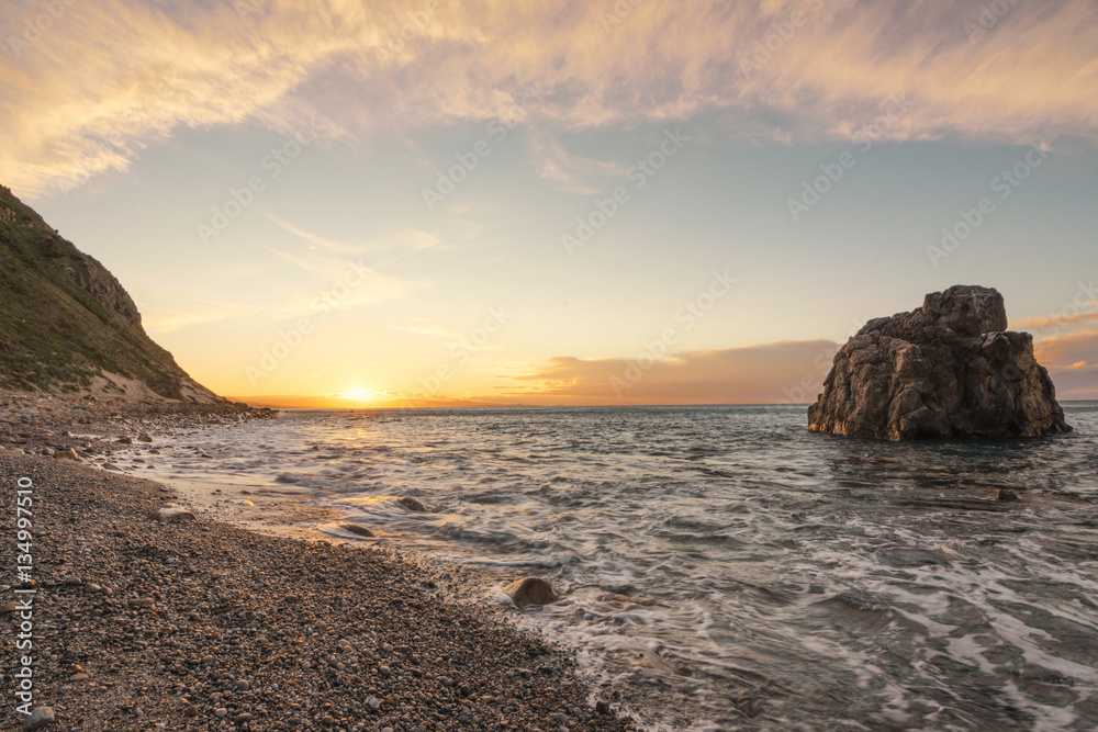 Sunset in Sicilian beach 