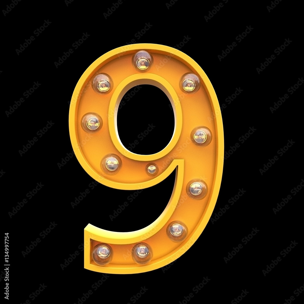 Numbers lamps light 3d illustration Numbers lamps light 3d illustration