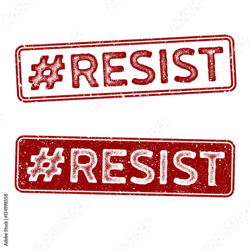 Distressed Vector Stamp Seal - Hashtag: Resist Red Sign for all those that feel the need to speak and act up