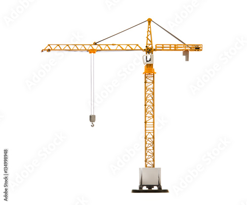 scale model of tower crane isolated on white background