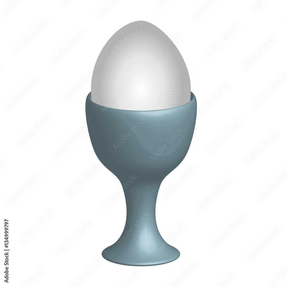 Egg in egg cup in 3D view, vector Egg in egg cup in 3D view, vector
