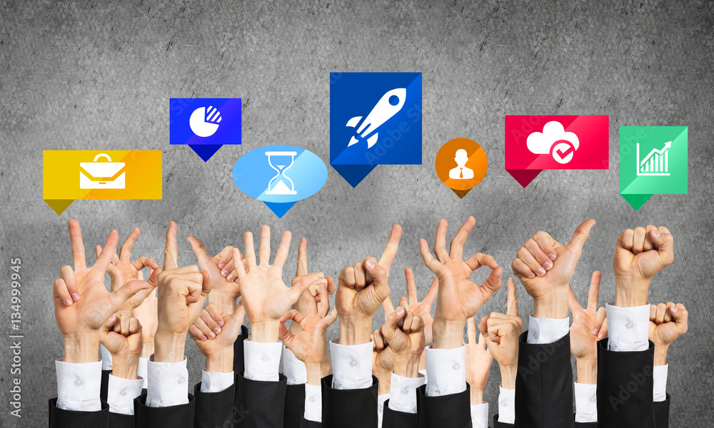 Set of hand gestures and icons Set of hand gestures and icons