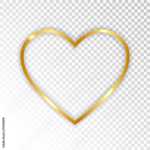 Gold paper heart  isolated on transparent background. Vector illustration.