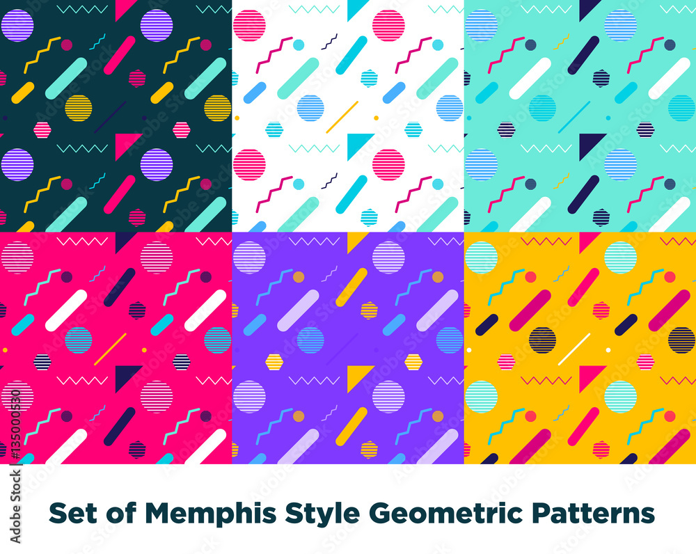 Fototapeta premium Hipster Fashion Memphis Style Geometric Pattern