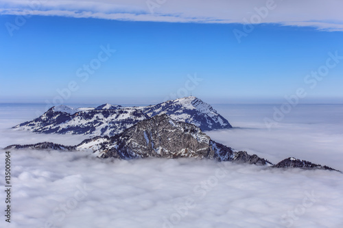 Swiss Alps, view from Mt. Fronalpstock in winter