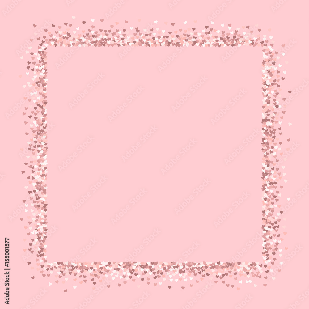 Pink golden glitter made of hearts. Square abstract shape on pale_pink valentine background. Vector illustration. Pink golden glitter made of hearts. Square abstract shape on pale_pink valentine background. Vector illustration.