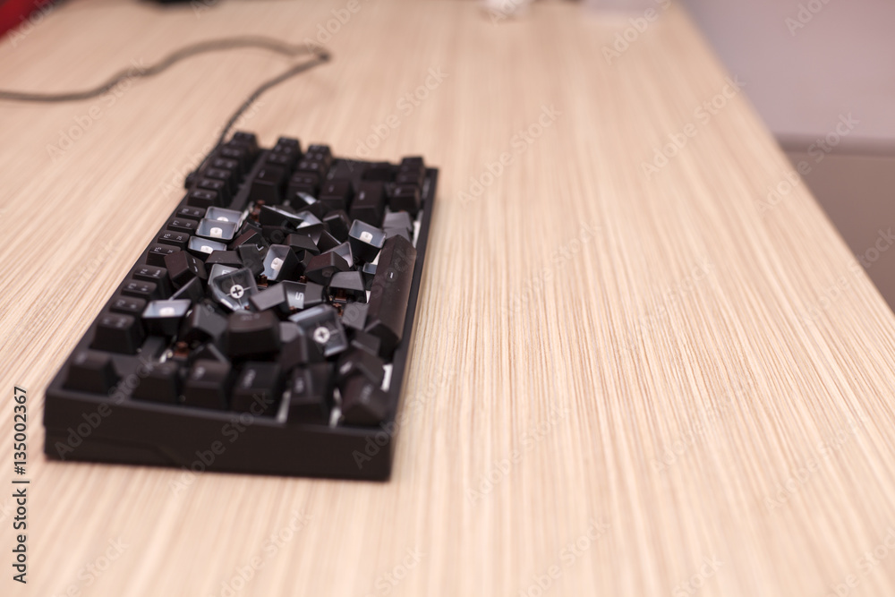 Completely smashed mechanical computer keyboard Completely smashed mechanical computer keyboard