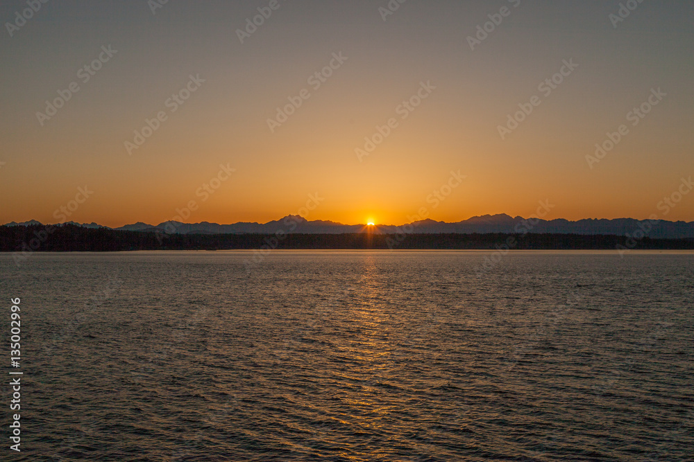 sunset over puget sound