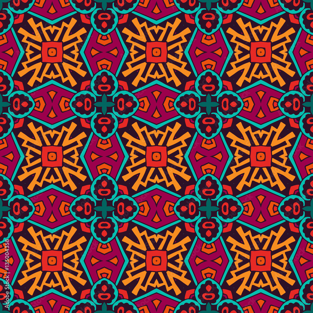 seamless vector colorful indian Geometric print