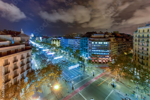 Passeig de Gracia at Night - Barcelona, Spain photo