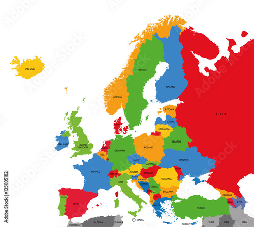 Detailed vector political map of Europe
